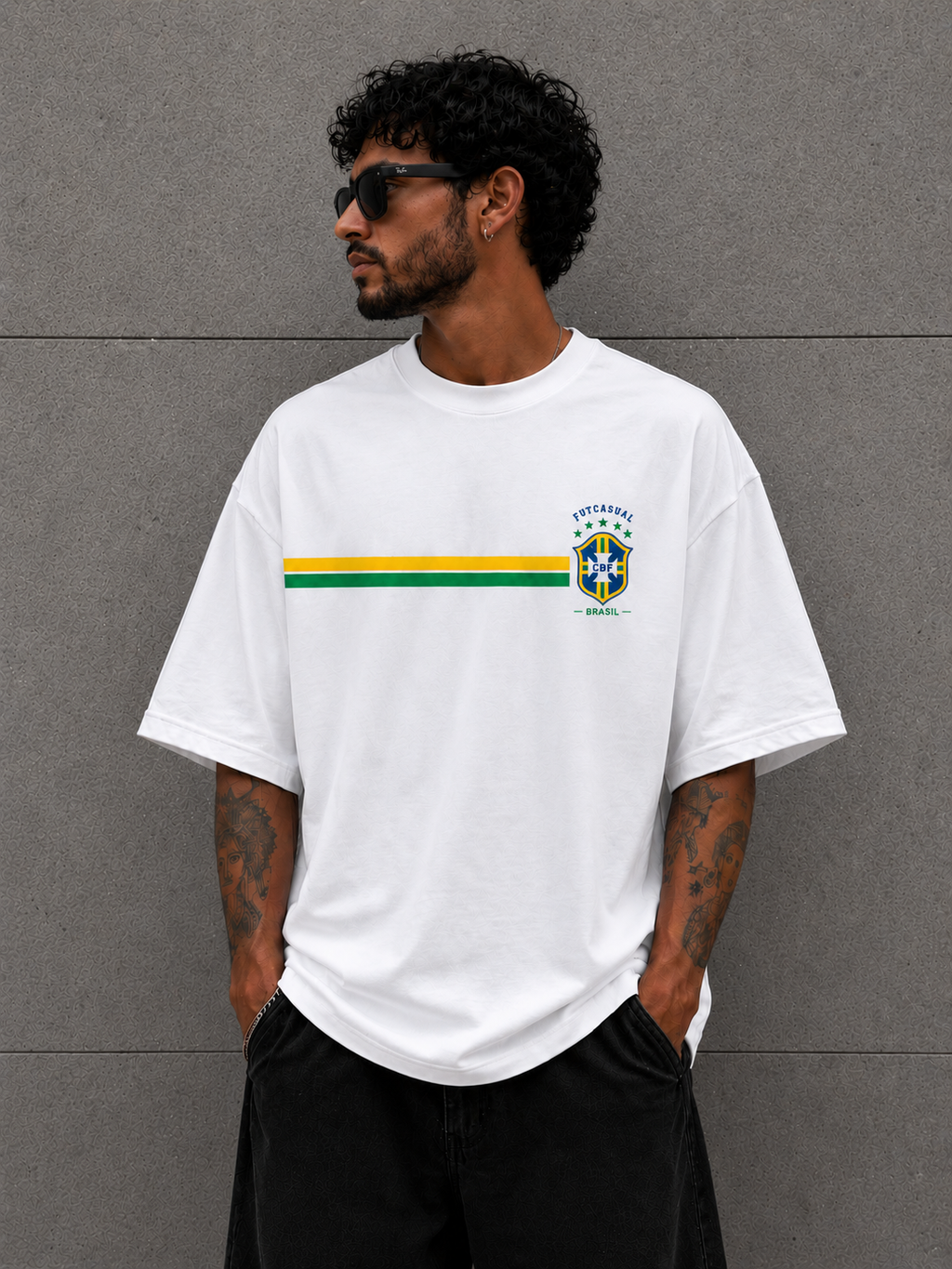 Camiseta Brasil oversize retro FutCasual estilo fútbol streetwear