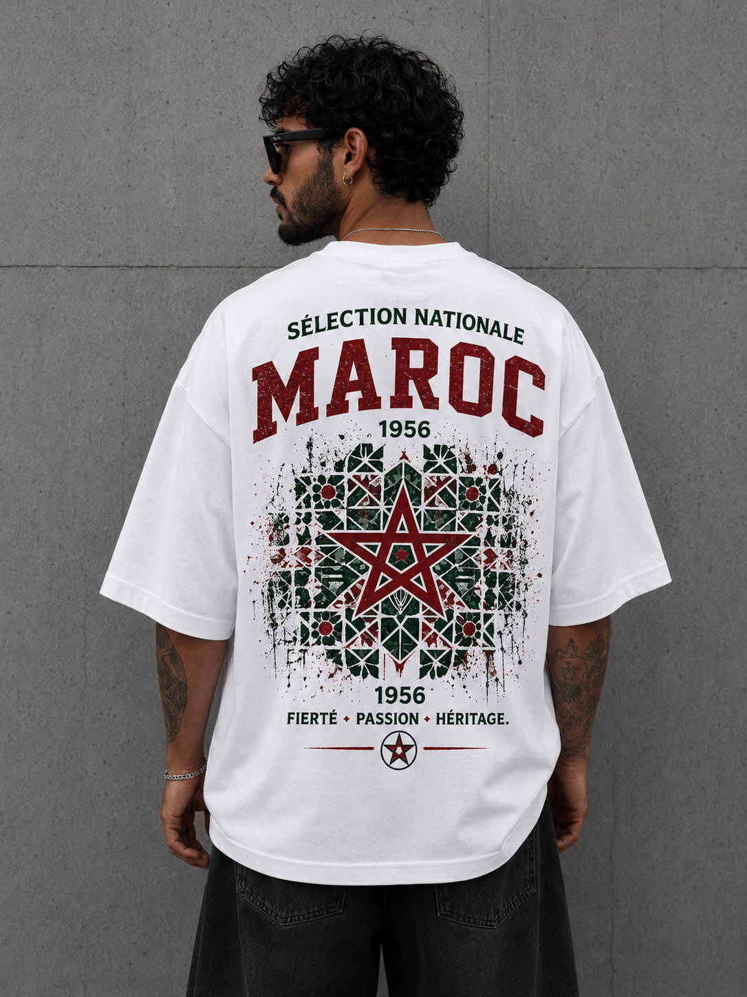 Camiseta Marruecos oversize retro FutCasual estilo fútbol streetwear