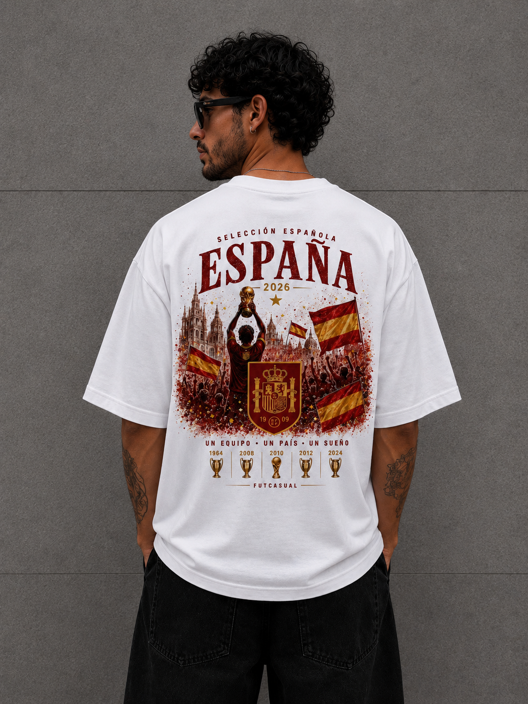 Camiseta España oversize retro FutCasual estilo fútbol streetwear